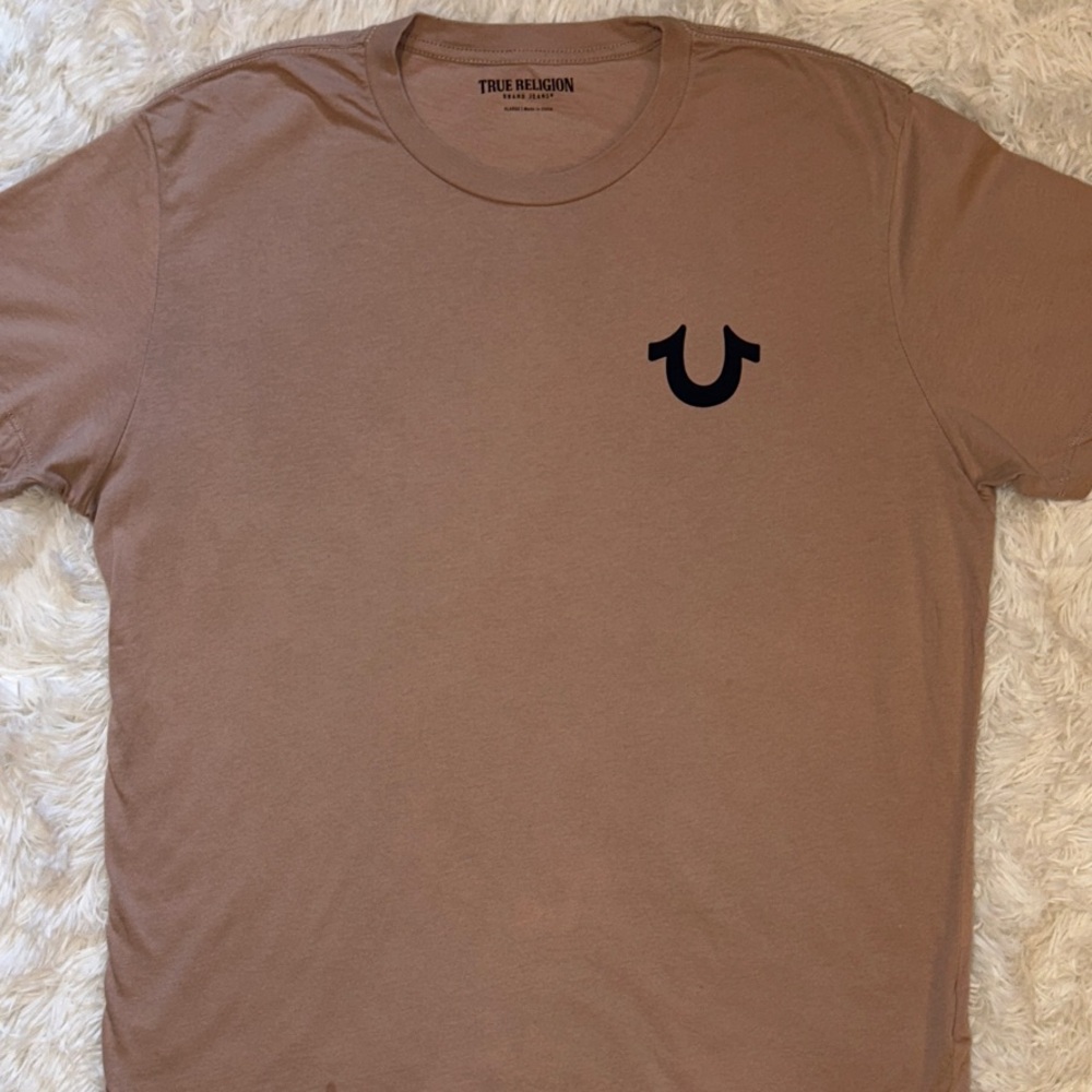 NWOT True Religion Men's Light Taupe Short Sleeve Tee Size XL
